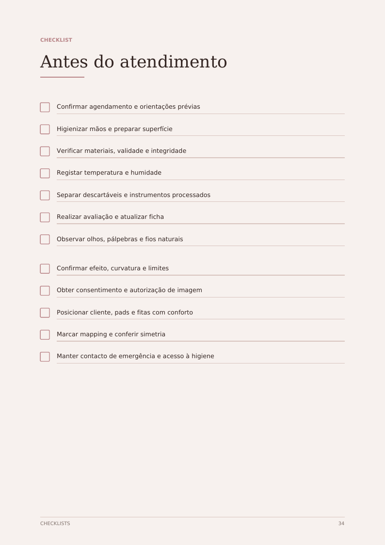 Checklist de atendimento